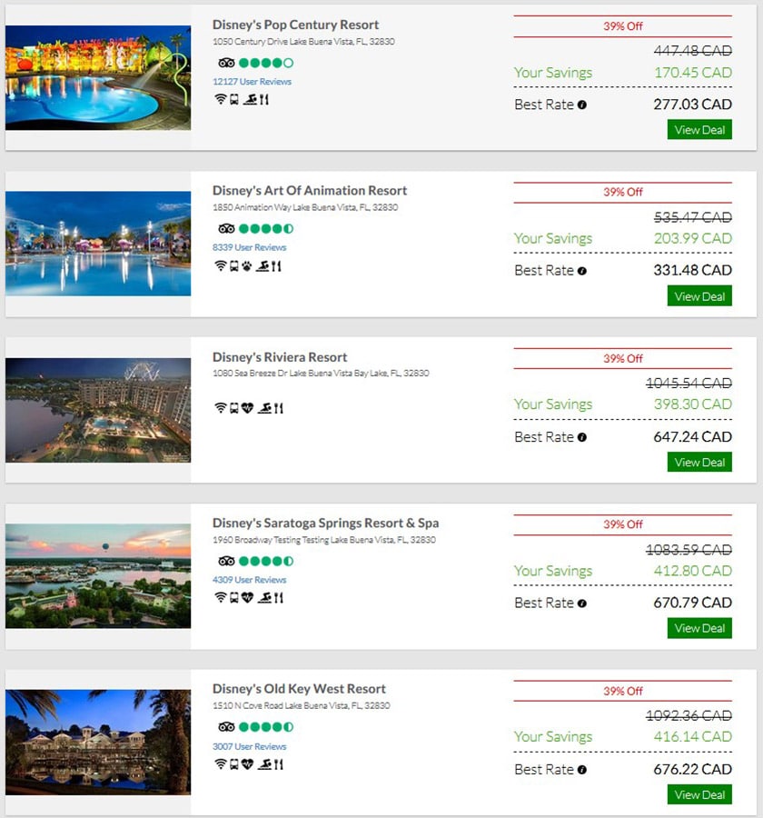 Disney Resort Hotel Discounts